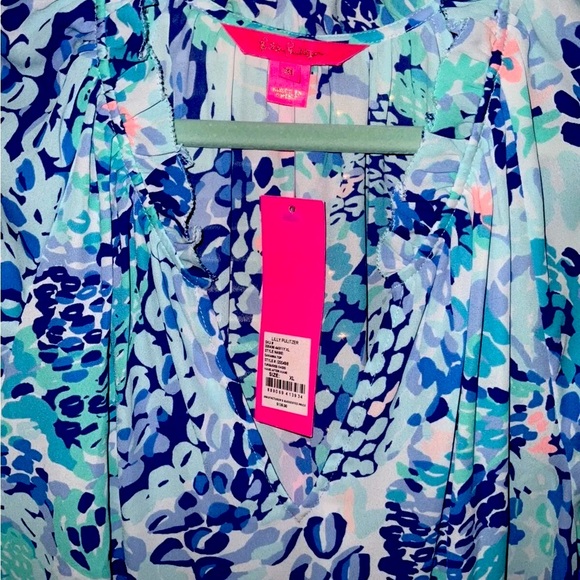 Lilly Pulitzer NWT Savanna Top Turquoise Wave After Wave $138 Size XXS - Picture 2 of 8